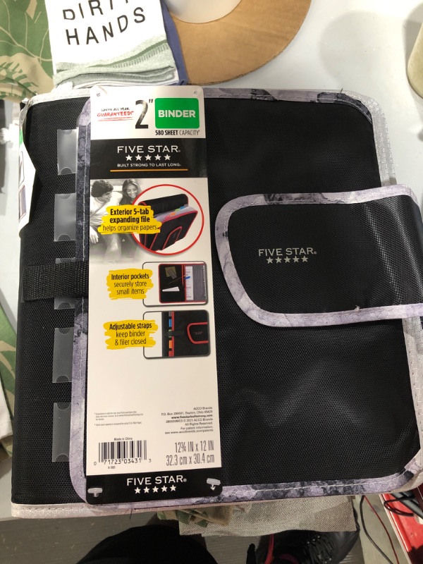 Photo 1 of 2" Quick Tab Sewn Zipper Binder Black/Gray - Five Star

