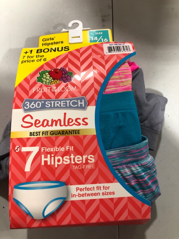 Photo 2 of Fruit of the Loom Girls' Bonus Pack 6 Seamless Hipster - Colors Vary. Size 14/16
