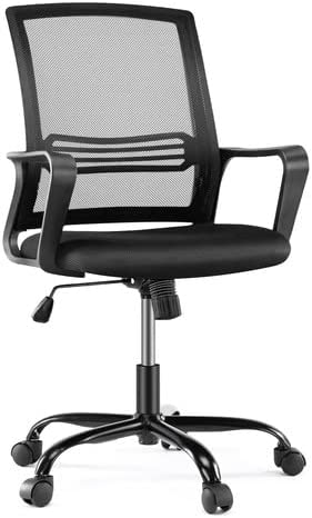 Photo 1 of Home Office Chair, Mesh Mid High Back Ergonomic Computer Executive Task Desk with Lumbar Support, Armrest, Rocking Swivel Tilt Function, Wheels, Sponge Seat Cushions for Adult
