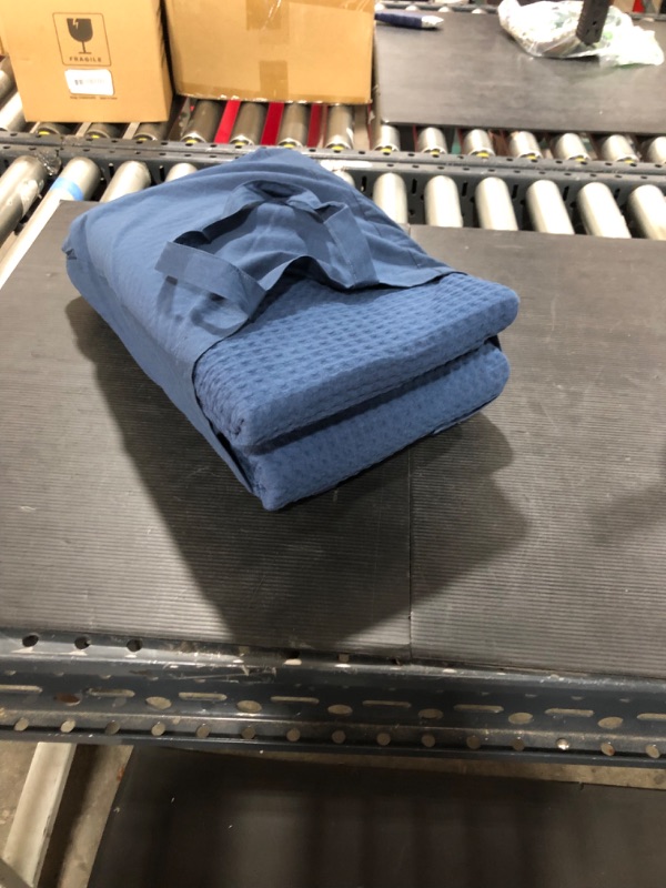 Photo 1 of Bedsure Cotton Duvet Cover Set - 100% Cotton Waffle Weave Navy Blue Duvet Cover King Size