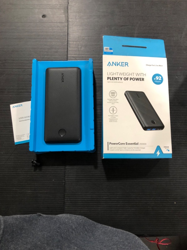 Photo 2 of Anker Power Bank, 325 Portable Charger (PowerCore Essential 20K) 20000mAh Battery Pack with High-Speed PowerIQ Technology and USB-C (Input Only) for iPhone, Samsung Galaxy, and More