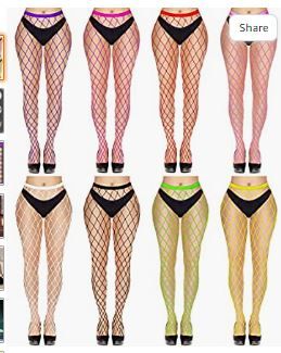 Photo 1 of Yahenda 8 Pairs Fishnet Stockings High Waist Tights Fishnet Tights Thigh High Mesh Pantyhose for Halloween Cosplay Costumefe
