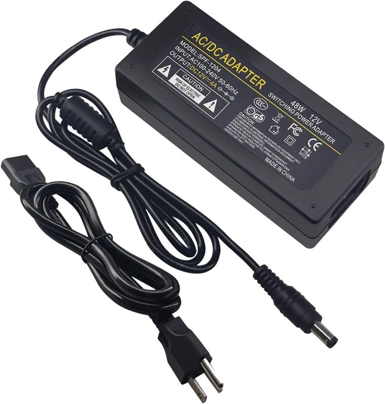 Photo 1 of Snsnlent DC 12V 4A 48W AC Adapter Power Supply 12V 4A 48W AC/DC Power Adapter with 5.5x2.1mm DC Plug 12V 4A 48W for LCD Monitor, LED Strip Light and Other Low Voltage Device
