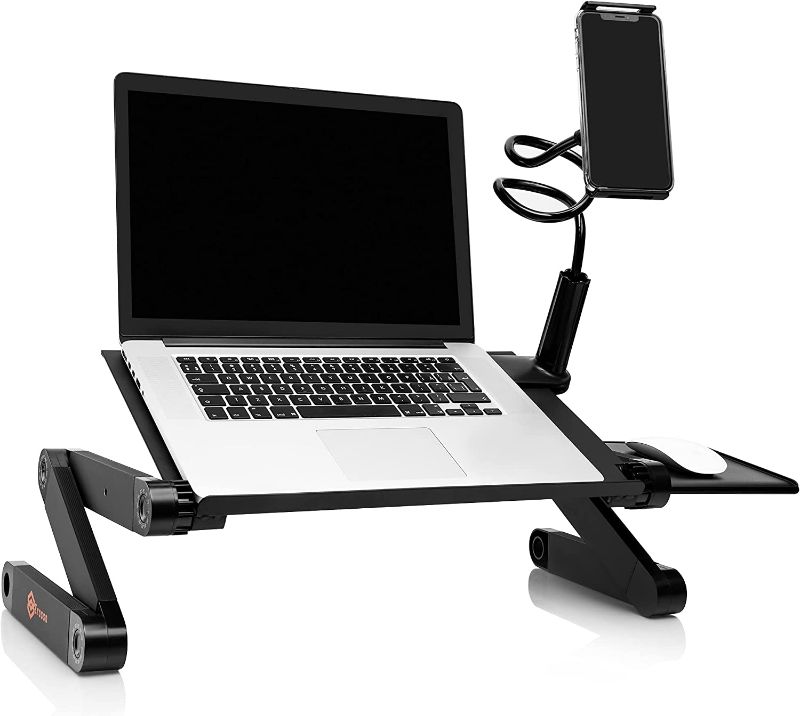 Photo 1 of Laptop Stand for Bed- Portable Laptop Table -Folding Laptop Table - Laptop Stand Adjustable Height with Phone Holder and Mouse Pad Ergonomic Laptop Desk for Couch Computer Riser by Erosso
