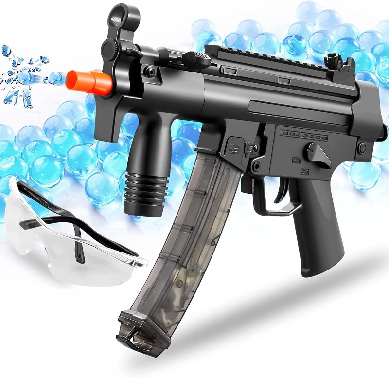 Photo 1 of Electric mp5k Splatter Ball Full and semi Foam Blasters & Guns Automatic Splat r Water Bead Gell Ball Full auto Gun Soft Foam Bullet Blaster Backyard Shooting Game for Kid Adult boy (Black)
