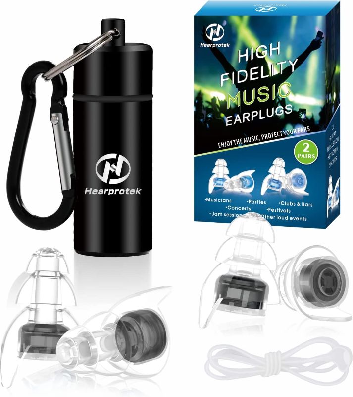 Photo 1 of 2 Pairs High Fidelity Concert Ear Plugs, Hearprotek Noise Reduction Music Earplugs, Hearing Protection for Musicians, Festival, DJ’s, Nightclub, Concerts, Drummers, Party, Motorcyclists (23db)
