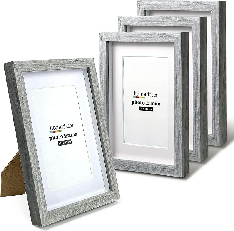 Photo 1 of 6x8 Shadow Box Frame, 4 Pack Picture Frame Set, Wall Picture Frame, Farmhouse Wood Rustic Picture Frames with Tempered Glass Gallery Wall Tabletop Display (light green, 6X8)
