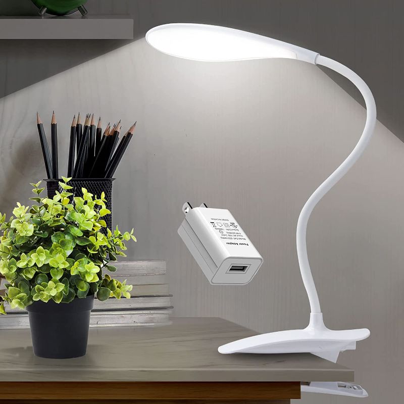 Photo 1 of LED Desk Lamp Eye-Caring Clamp Light Clamp Lamps Reading Lights with USB Port, 360°Flexible Gooseneck Bed Night Light by DWEPTU (Include AC Power Plug)
