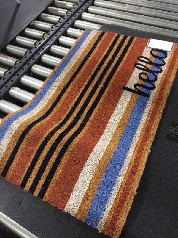 Photo 2 of 1'6"x2'6" Hello Striped Doormat - Threshold™

