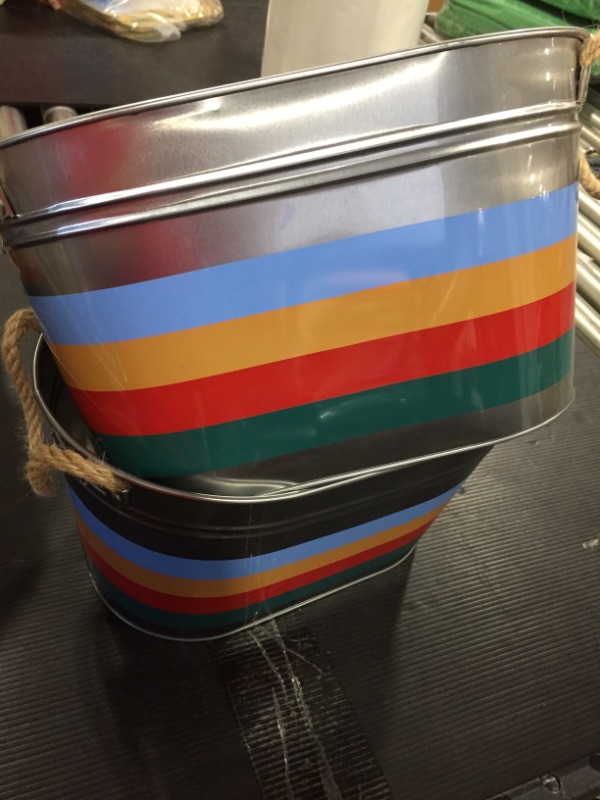 Photo 1 of 2 PACK RAINBOW GARDEN PLANTER TIN 