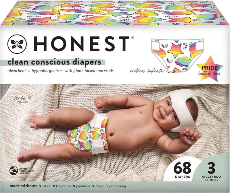 Photo 1 of HONEST Club Box Clean Conscious Diapers Pride, Love for All, Size 3, 68ct
