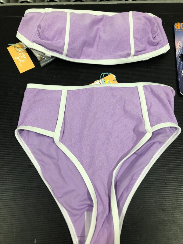 Photo 1 of 2 pc set Women's  Terry Textured Solid High Waist Bikini Bottom - Kona Sol™
D/DD for top AND SIZE M FOR BOTTOMS