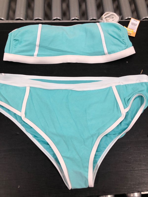 Photo 1 of 2 pc Women's Terry Textured Solid High Waist High Leg Bikini Bottom - Kona Sol™ Turquoise Blue
SIZE 2X
