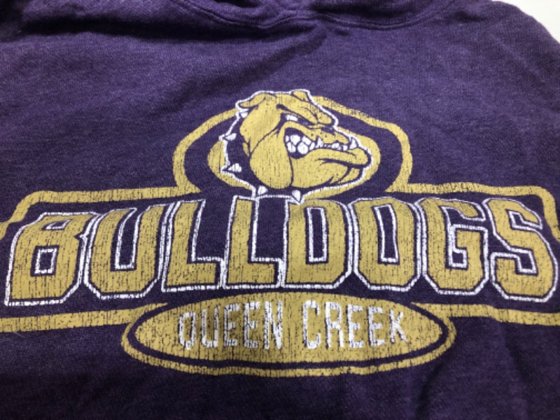 Photo 2 of bull dogs queen creek purple hoodie XXL**graphic has cracking**