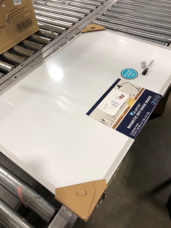 Photo 2 of Quartet Magnetic Whiteboard, 2' x 3' White Boards, Dry Erase Board Includes One Quartet dry erase marker & Marker Tray, Home Office Accessories, Euro Style Aluminum Frame (UKTE2436-ECR)