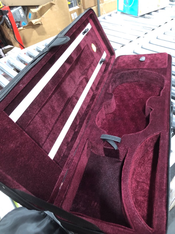 Photo 1 of 4/4 Full Size Violin Case,FINO Professional Oblong Violin Hard Case with Built-in Hygrometer,Super Lightweight Portable Carrying Bag Slip-On Cover with Backpack Straps,Black Square