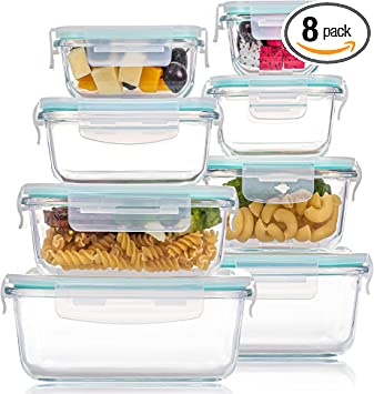 Photo 1 of 8 Pack Glass Food Storage Containers with Lids, Vtopmart Glass Meal Prep Containers, Airtight Glass Bento Boxes with Leak Proof Locking Lids, for Microwave, Oven, Freezer and Dishwasher