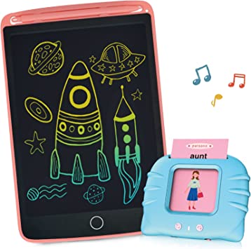 Photo 1 of 8.5 Inch LCD Writing Tablet for Kids with Colorful Screen, Talking Flash Cards, Speech Therapy Toys- PINK