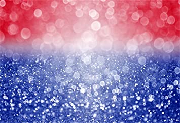 Photo 1 of 7x5ft Background for Abstract Patriotic Red White and Blue Bokeh Photography Backdrop Shiny America US Flag Veterans Day Sparkle Light Glistering Party Photo Studio Props Polyester Wallpaper