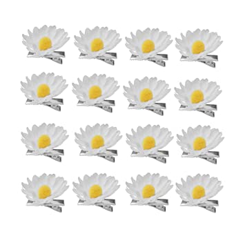 Photo 1 of 16 pcs Women Cute Daisy Hair Clips Mini Flower Barrettes Hair Accessory for Bridesmaid Bridal Wedding Prom Party Photography (White)