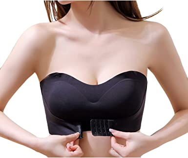 Photo 1 of  Women's Front Buckle Lift Bra Strapless Invisible Bra Underwire Bra Seamless Plunge Bra- size small