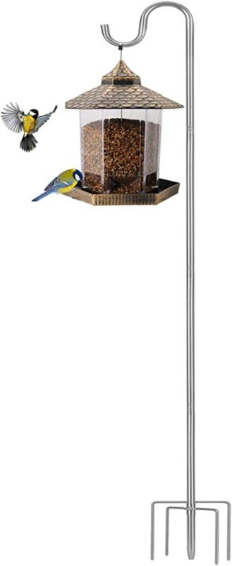 Photo 1 of 78 Inch Tall & 5/8 Inch Diameter Stainless Steel Heavy Duty Poles to Hang Outdoor Lights with 5 Prongs Base, Suitable for Bird Feeders or Wedding Decors(1pack)