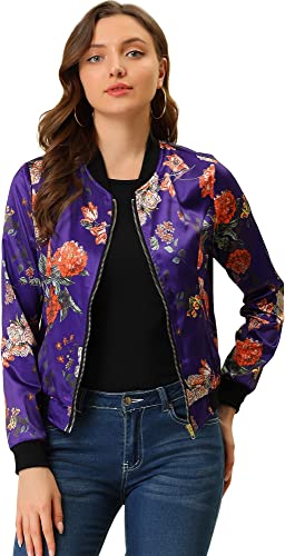 Photo 1 of Allegra K 8127 Women's Stand Collar Zip Up Floral Print Bomber Jacket
SIZE XL