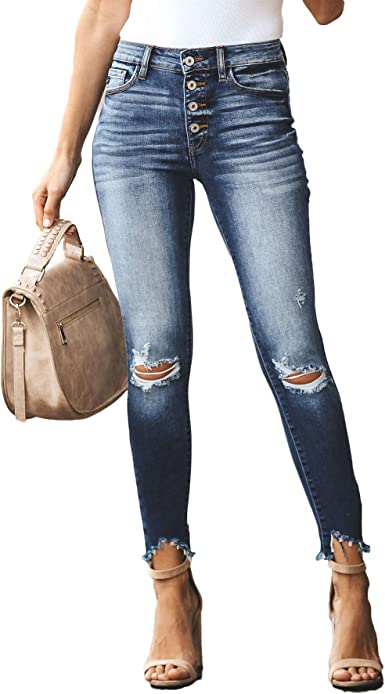 Photo 1 of Allimy Women's High Rise Skinny Stretch Ripped Jeans High Waisted Destroyed Denim Pants
SIZE 12