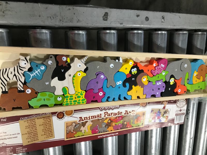 Photo 2 of BeginAgain Animal Parade A to Z Puzzle and Playset - Educational Wooden Alphabet Puzzle - 2 and Up