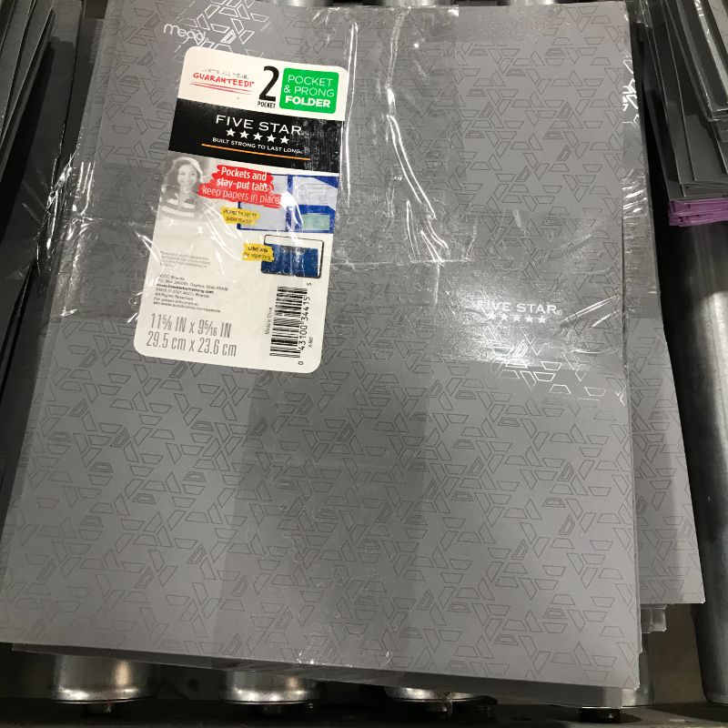 Photo 3 of Five Star 2 Pocket Plastic Folder with Prongs
Grey/green pack of 24