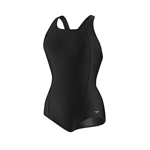 Photo 1 of [Size 6] Speedo Womens Racerback Solid One-Piece Swimsuit- Black
