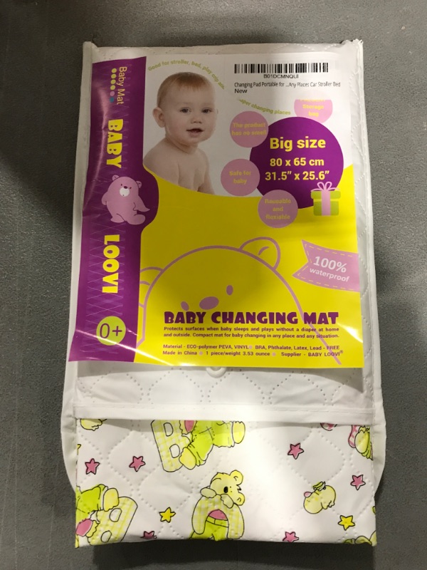 Photo 2 of Changing Mat - Biggest Waterproof & Reusable Portable Changing Pad 25.5"x31.5" for Change Diaper in Any Places - Unisex Design for Girls & Boys - Reinforced Double Seams - Free Storage Bag