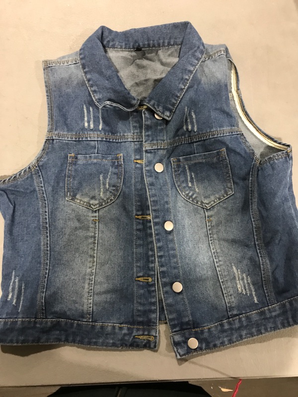 Photo 1 of [Size L] Casual Sleeveless Denim Jacket- Blue