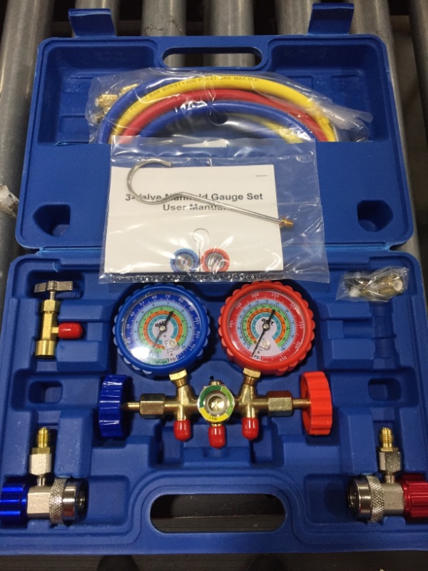 Photo 2 of 3 Way AC Diagnostic Manifold Gauge Set for Freon Charging