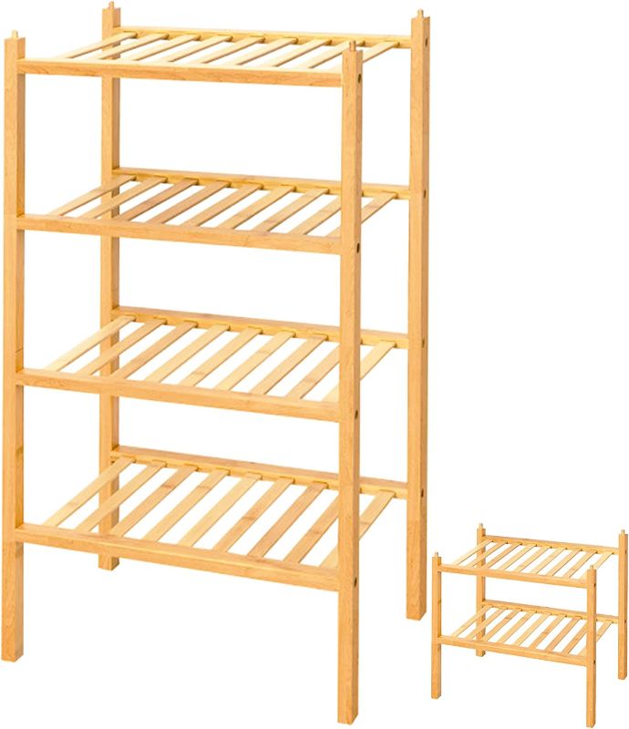 Photo 1 of 4 Tier Shoe Rack,100% Natural Bamboo Wooden Shoe Rack
