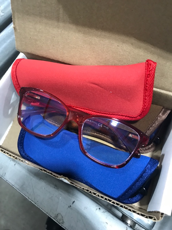 Photo 2 of 3 Pack Progressive Multifocus Reading Glasses Blue Light Blocking Multifocal Readers for Women Men with Spring Hinge (3 Mix C1, 1.25, multiplier_x)
