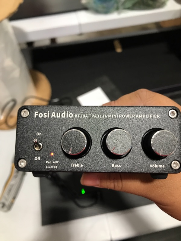Photo 1 of Fosi Audio BT20A Bluetooth 5.0 Stereo Audio 2 Channel Amplifier Receiver Mini Hi-Fi Class D Integrated Amp 2.0 CH for Home Speakers 100W x 2 with Bass and Treble Control TPA3116 (with Power Supply)
