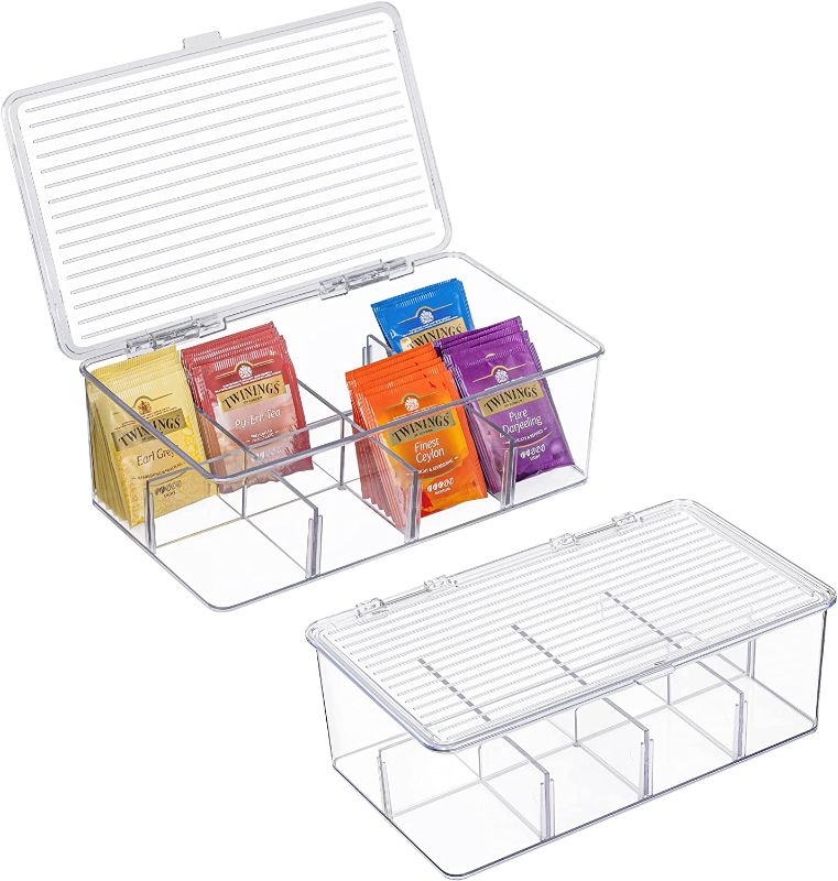 Photo 1 of 2 Pack Stackable Tea Bag Organizer, Vtopmart Plastic Tea Storage Box for Kitchen Pantry Cabinets and Countertops, Holder for Tea Bags, Coffee, Sugar Packets, Small Packets