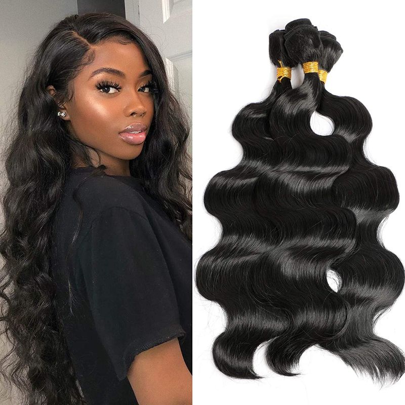 Photo 1 of 3 Bundles Body Wave Synthetic Hair, 18inch Fashion Long Curly Hair Hairpieces, Pre-stretched Braiding Hair Same Texture As Human Hair Synthetic Hair Bundles Full Head Soft Hair Weft
