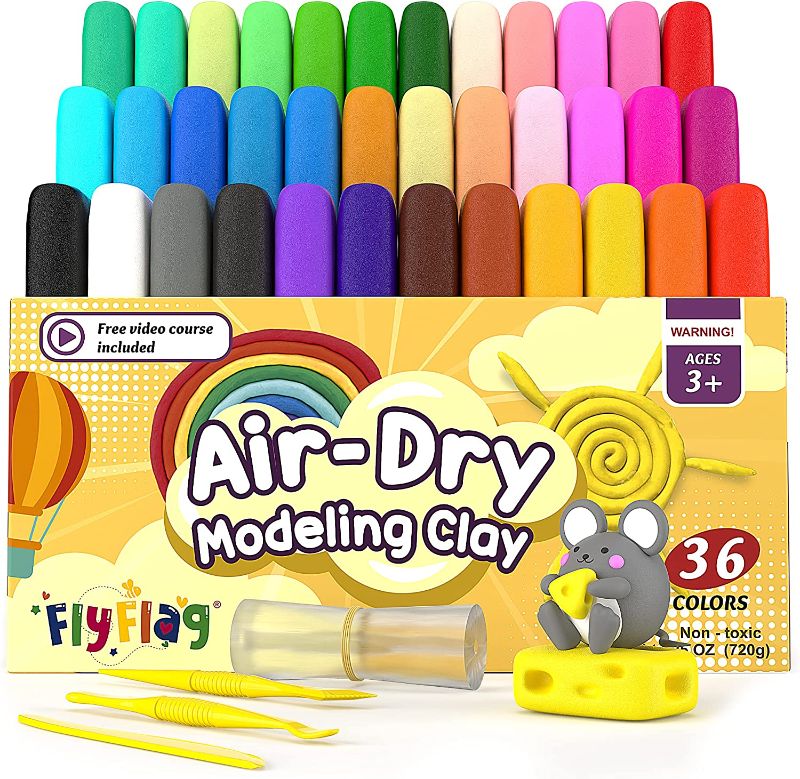 Photo 1 of Air Dry Clay 36 Colors, Soft & Ultra Light, Modeling Clay for Kids with Accessories, Tools and Tutorials