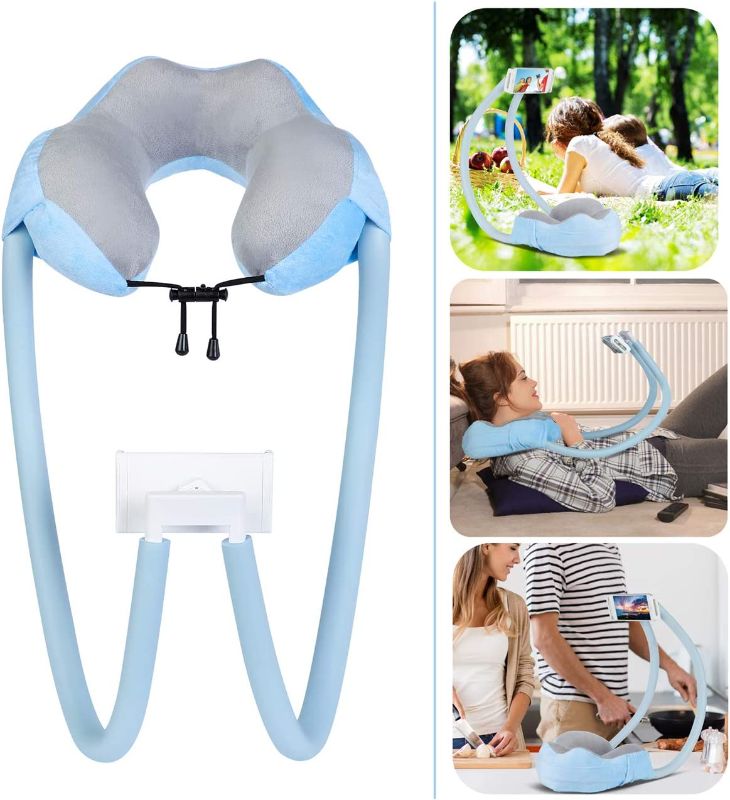 Photo 1 of AIMI Neck Pillow Phone Holder, Cell Phone Holder, Suitable for Home,Travel, Outdoor,Comfort, Stability, Durability, Support Phone and ipad (Blue)
