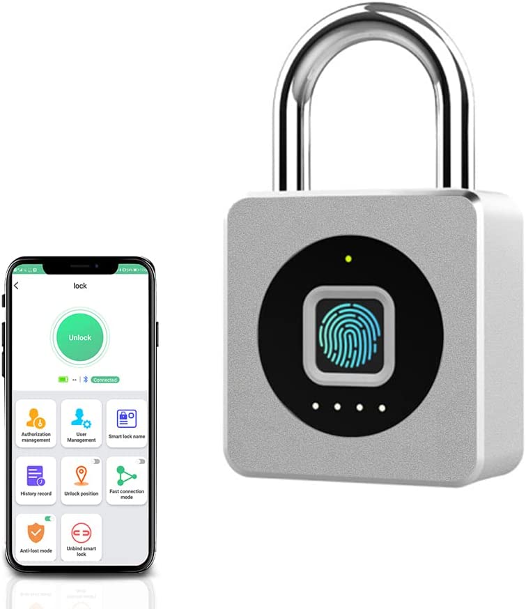 Photo 1 of LinkSmart Gym Locker Padlock, Fingerprint or Mobile APP Unlock, Remote Unlock, Record, IP67 Waterproof, Keyless Biometric Padlock for Gym, Luggage Bags, Locker and Storage, Garden Cupboard, Type-C