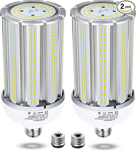 Photo 1 of 2 Pack 150W/120W/100W/80W/60W/50W/20W LED Corn Light Bulbs, Super Bright 120-Watt LED Corn Bulbs, E26 Base with E39 Adapter,5000K , 18000LM LED Light Bulb for Garage Warehouse Workshop Barn (120W)
