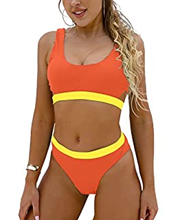 Photo 1 of Blooming Jelly Women's High Waisted Swimsuit Crop Top Cut Out Two Piece Cheeky High Rise Bathing Suit Bikini
SIZE L,
