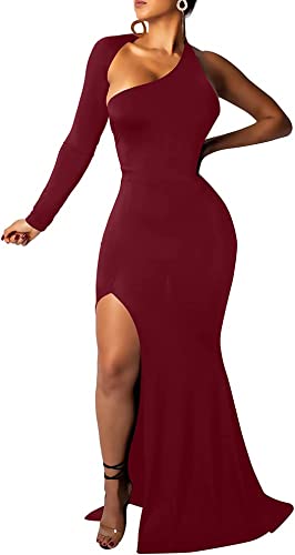 Photo 1 of BEAGIMEG Women's Sexy Elegant One Shoulder Backless Evening Long Dress
SIZE L