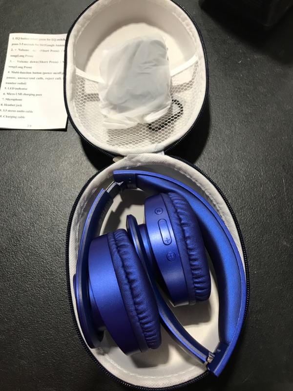 Photo 2 of Bluetooth Headphones Wireless,TUINYO Over Ear Stereo Wireless Headset 40H Playtime with deep bass, Soft Memory-Protein Earmuffs, Built-in Mic Wired Mode PC/Cell Phones/TV-Dark Blue
