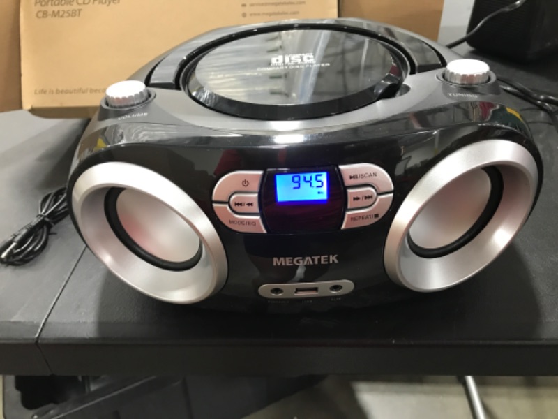 Photo 2 of Megatek CB-M25BT Portable CD Player Boombox with FM Stereo Radio