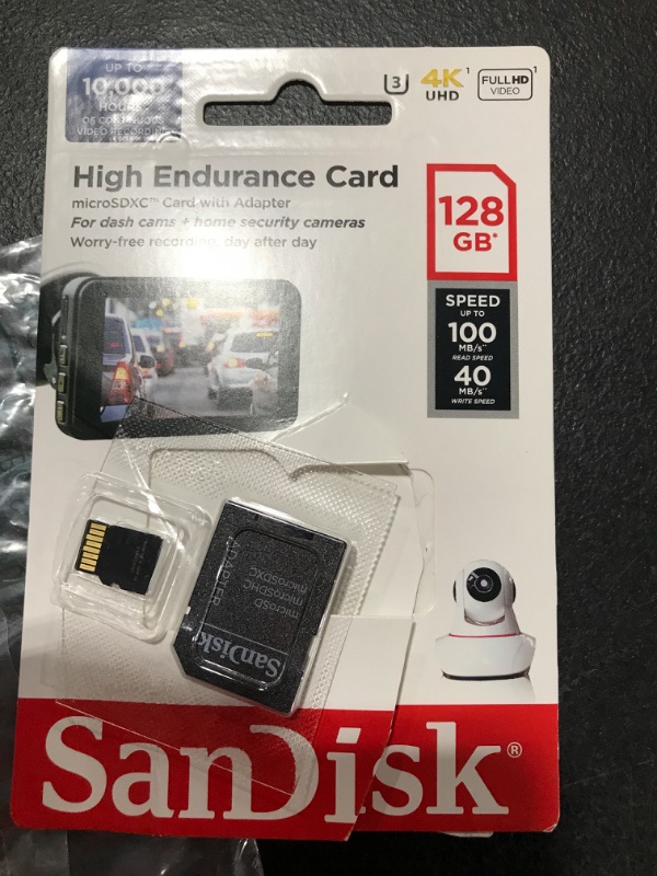 Photo 2 of SanDisk 128GB High Endurance Video MicroSDXC Card with Adapter for Dash Cam and Home Monitoring systems - C10, U3, V30, 4K UHD, Micro SD Card - SDSQQNR-128G-GN6IA
