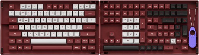 Photo 1 of Akko Keycaps Set, Chicago Theme with Red, Black and White Keycaps, 158-Key ASA Profile PBT Double-Shot for Mechanical Keyboards with Collection Box, Compatible with Standard MX Switch
