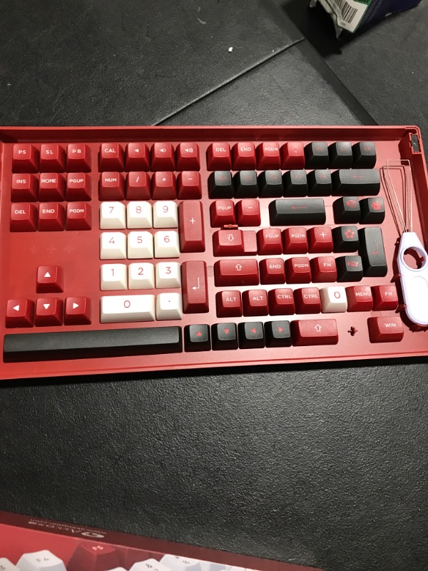 Photo 3 of Akko Keycaps Set, Chicago Theme with Red, Black and White Keycaps, 158-Key ASA Profile PBT Double-Shot for Mechanical Keyboards with Collection Box, Compatible with Standard MX Switch
